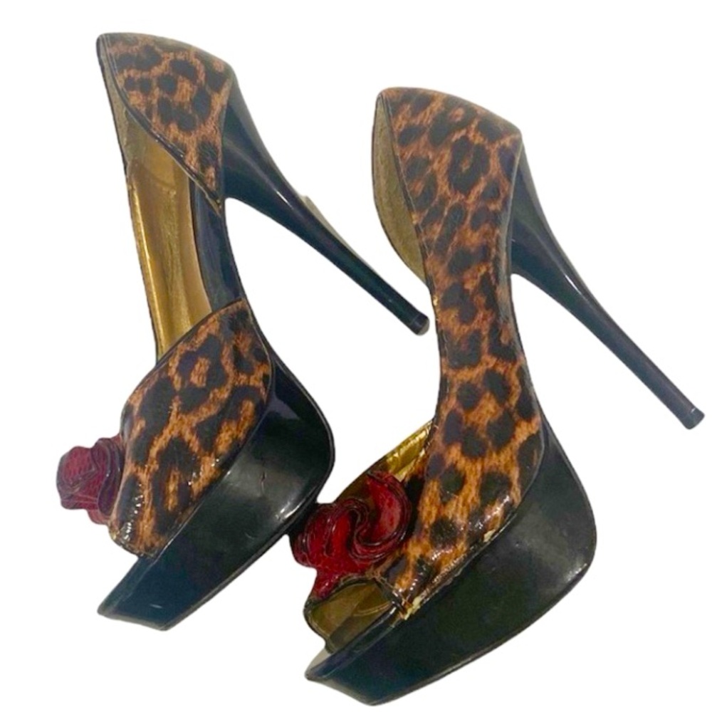 Animal Print Bow Platform Stiletto Heels Women Size 8.5